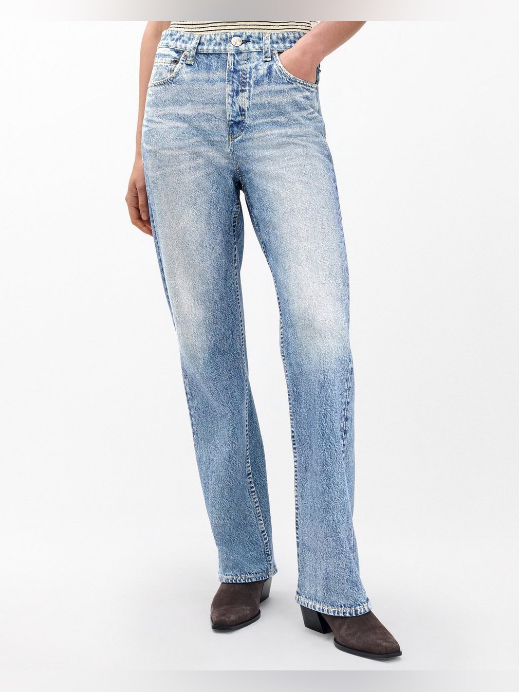Rag & Bone Miramar Shea Cotton Terry Relaxed Straight Pant In Tessa, Size 28